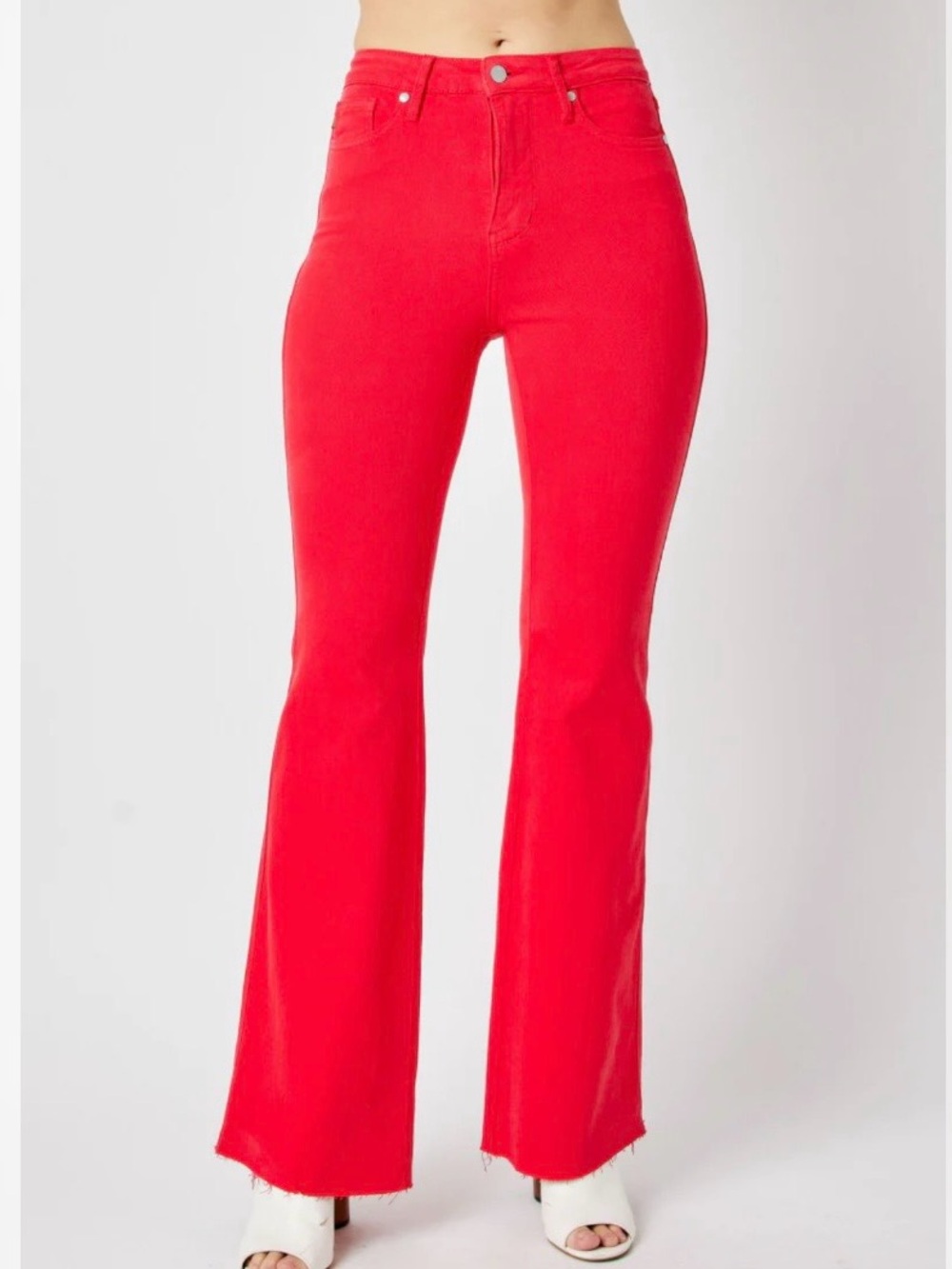 Judy Blue Bright Red High-Rise Flare Jeans